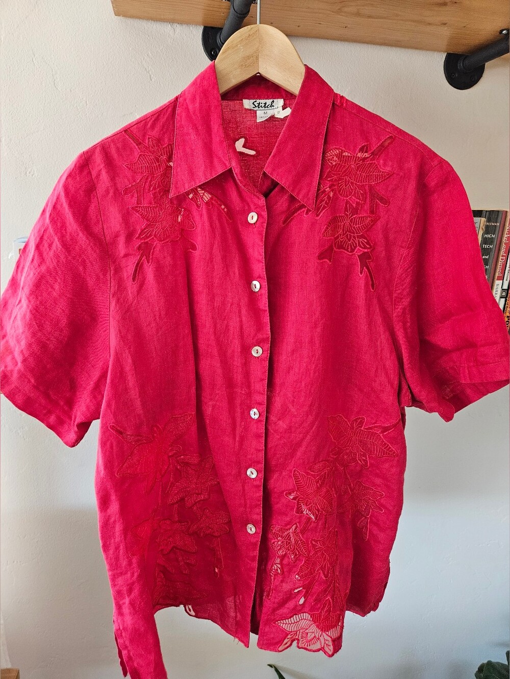 Vintage Linen Short Sleeve with Embroidery